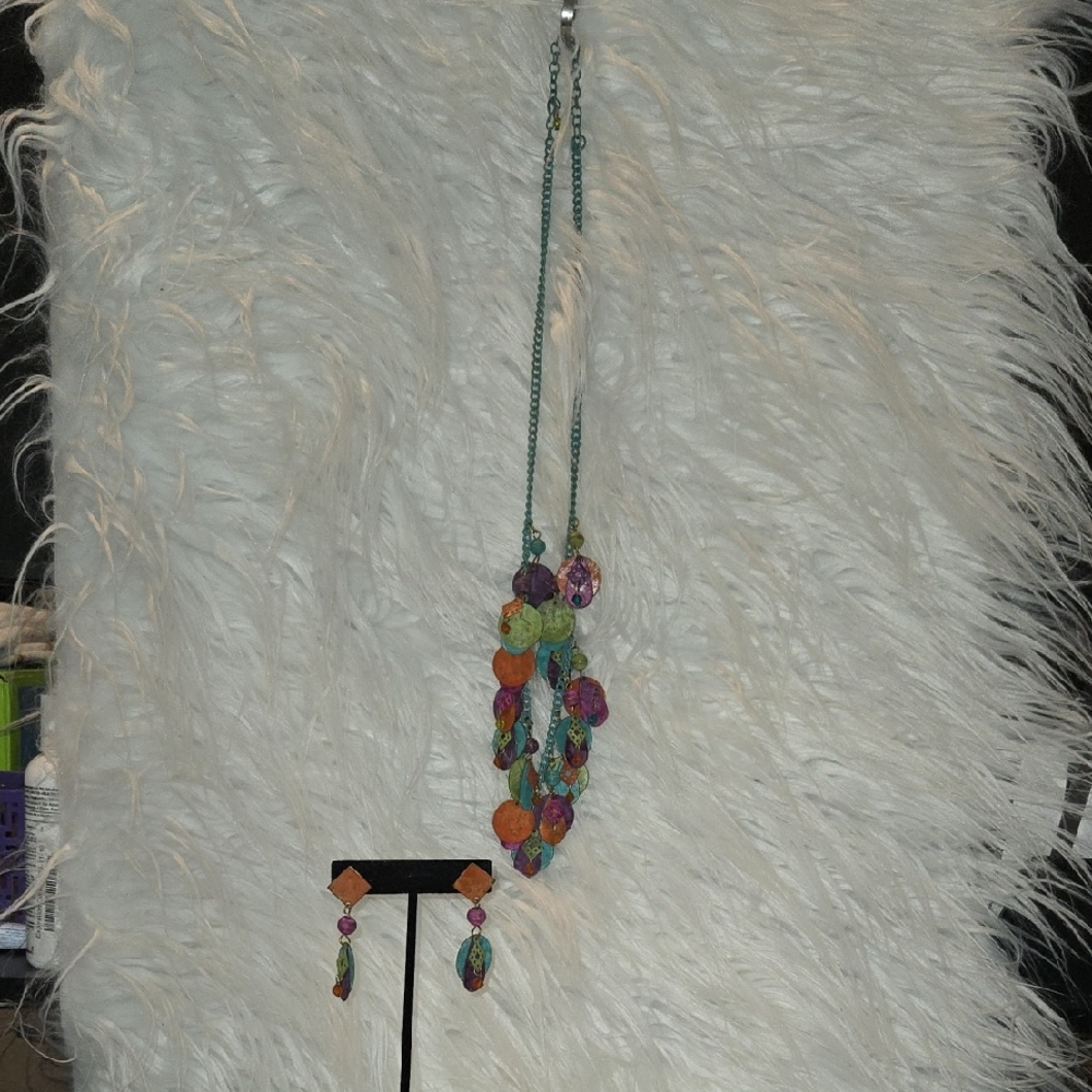 Multicolor Beaded Necklace and Earring Set